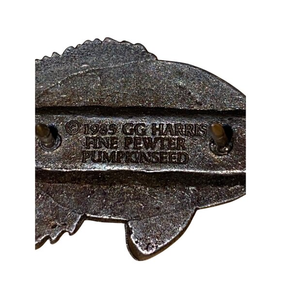 Vintage 1985 CG Harris Fine Pewter Pumpkinseed Fish Pin Brooch - Picture 5 of 5